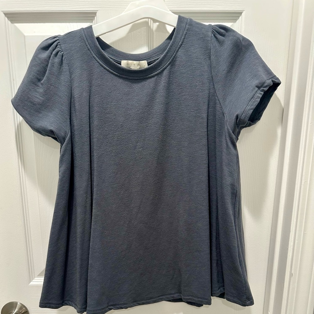 Anthropologie Blue Puff Sleeve Top